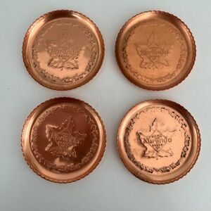 VINTAGE Noranda Copper and Brass Ltd. Maple Leaf Coasters Set of 4 Collectible